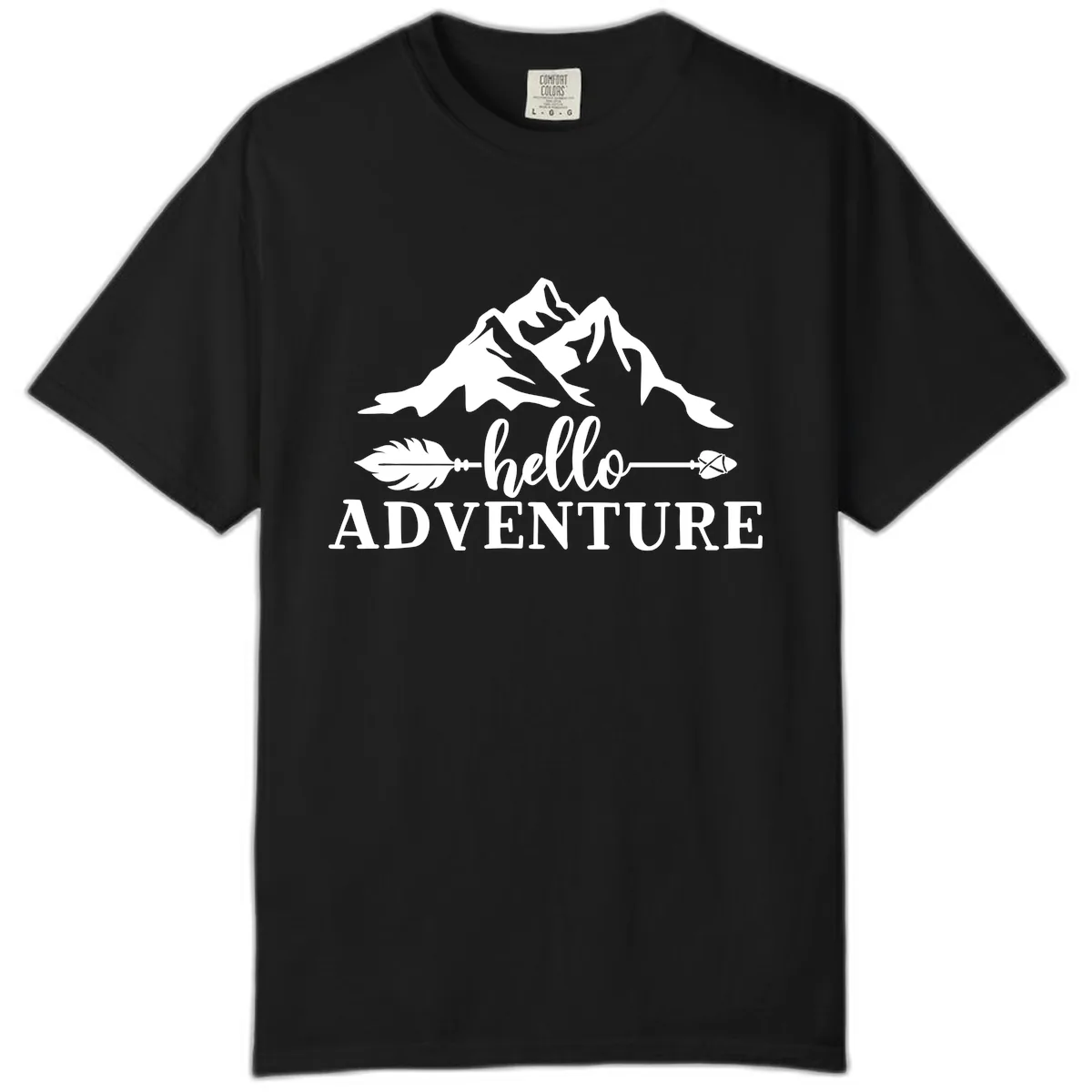 Hello Adventure Mountain Arrows Comfort Color in Black