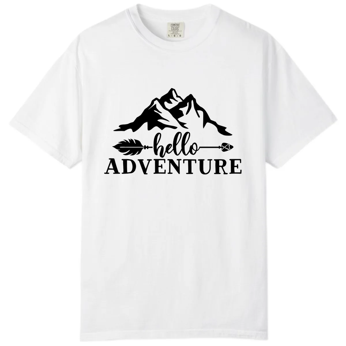 Hello Adventure Mountain Arrows Comfort Color in White