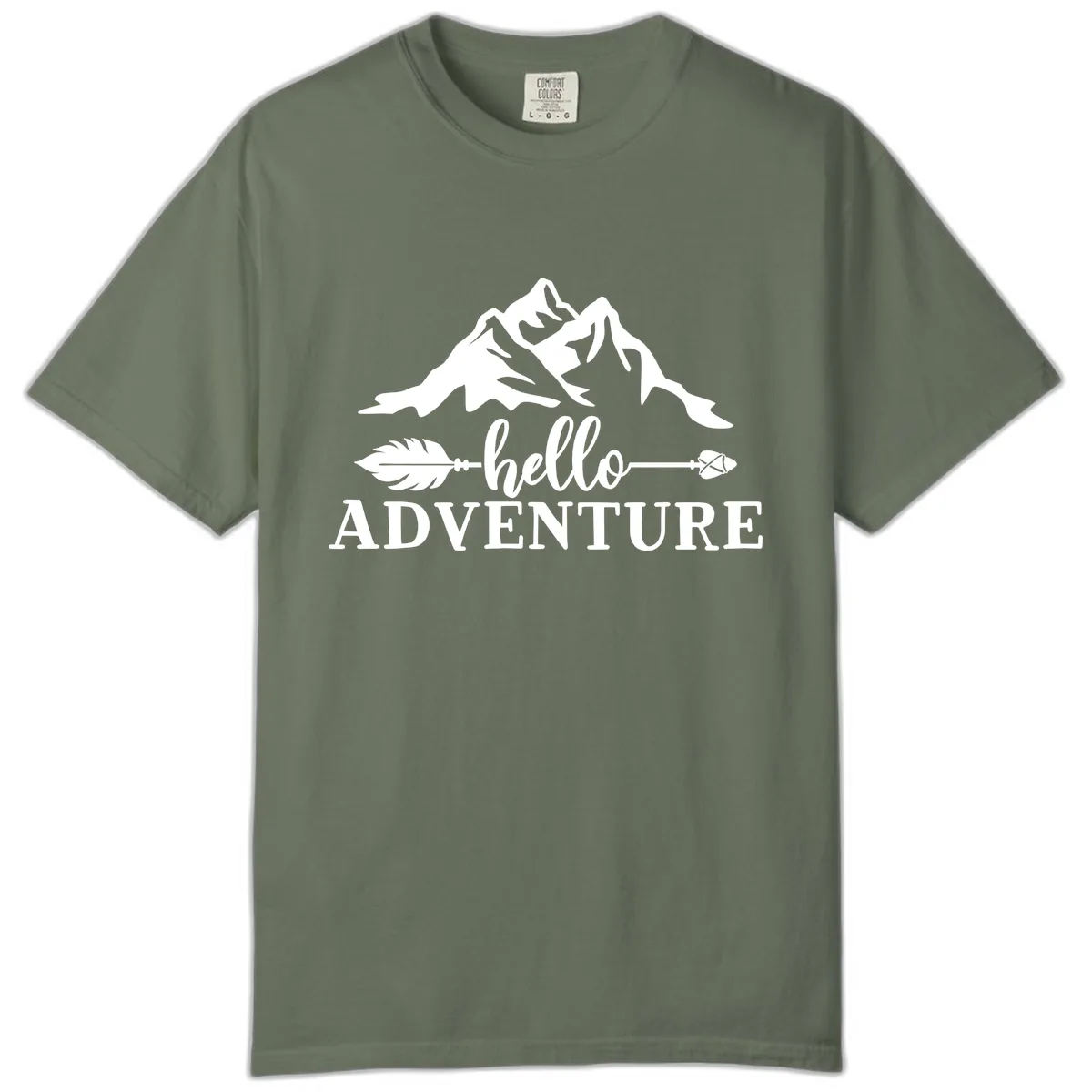 Hello Adventure Mountain Arrows Comfort Color in Moss