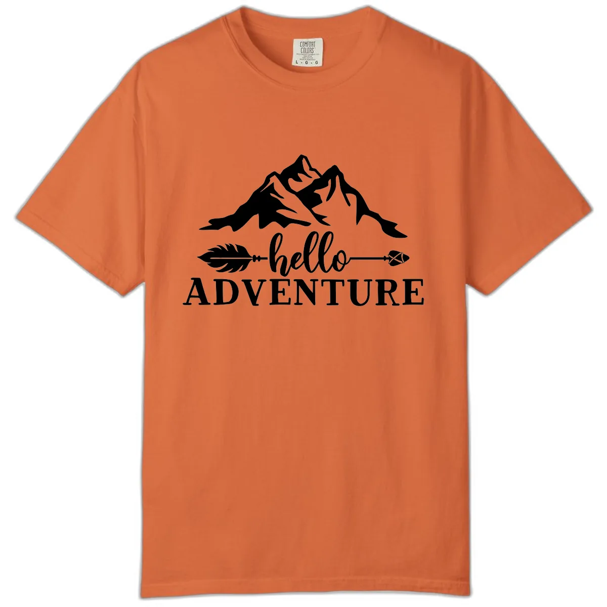 Hello Adventure Mountain Arrows Comfort Color in Burnt Orange