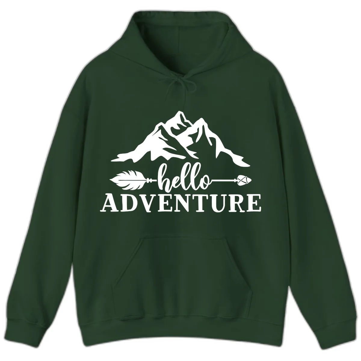 Hello Adventure Mountain Arrows Hoodie in Forest Green