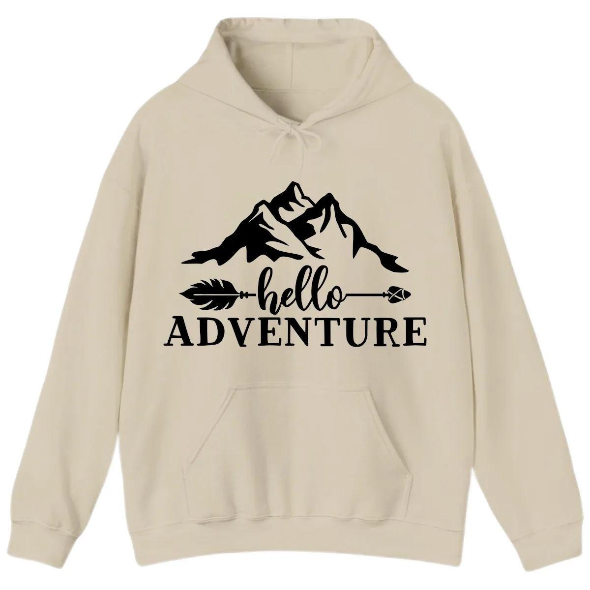 Hello Adventure Mountain Arrows Hoodie in Sand