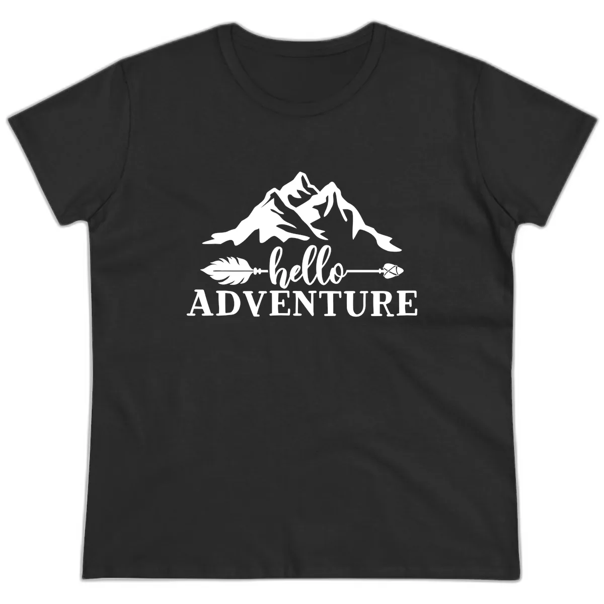 Hello Adventure Mountain Arrows Ladies Tee in Black