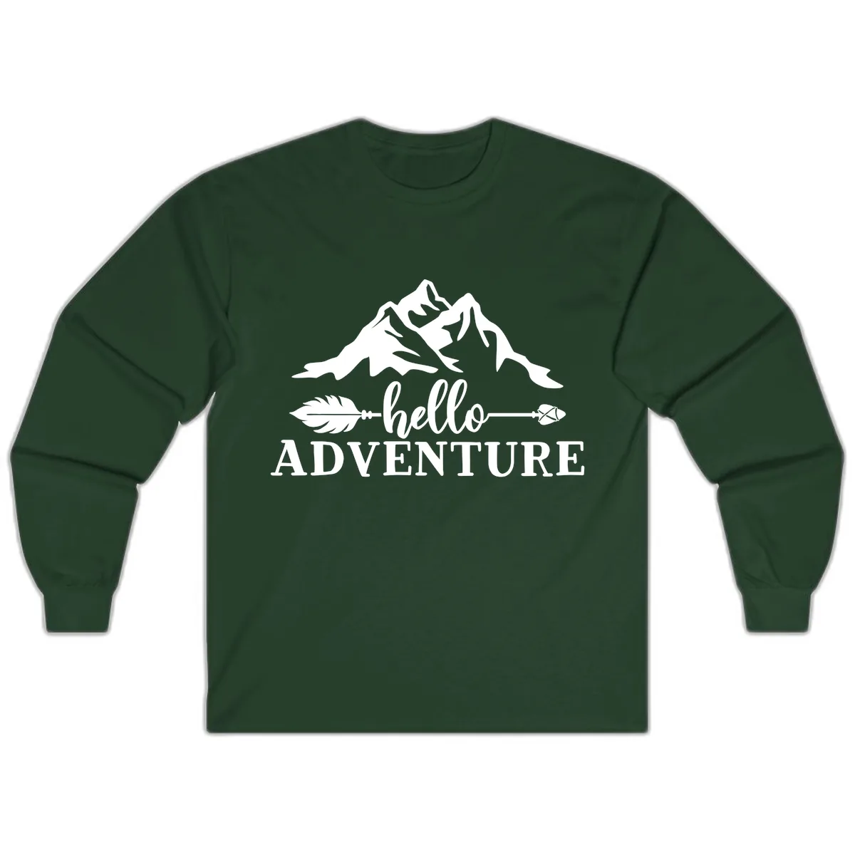 Hello Adventure Mountain Arrows Long Sleeve in Forest Green