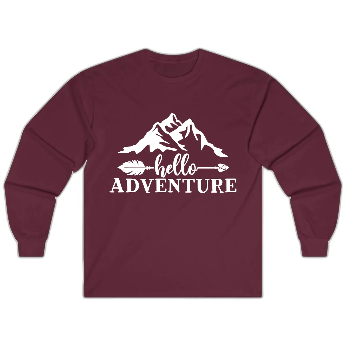 Hello Adventure Mountain Arrows Long Sleeve in Maroon