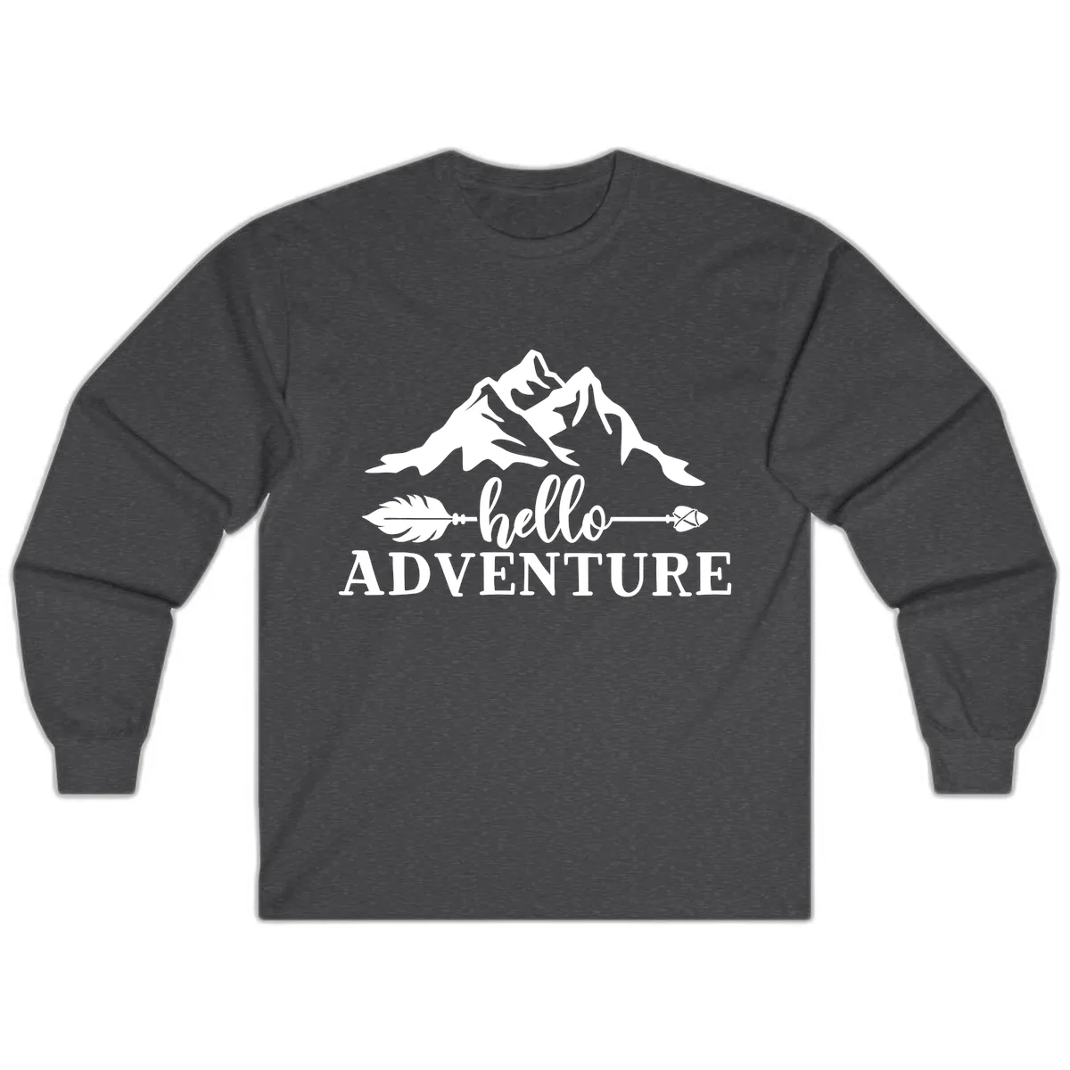 Hello Adventure Mountain Arrows Long Sleeve in Dark Heather