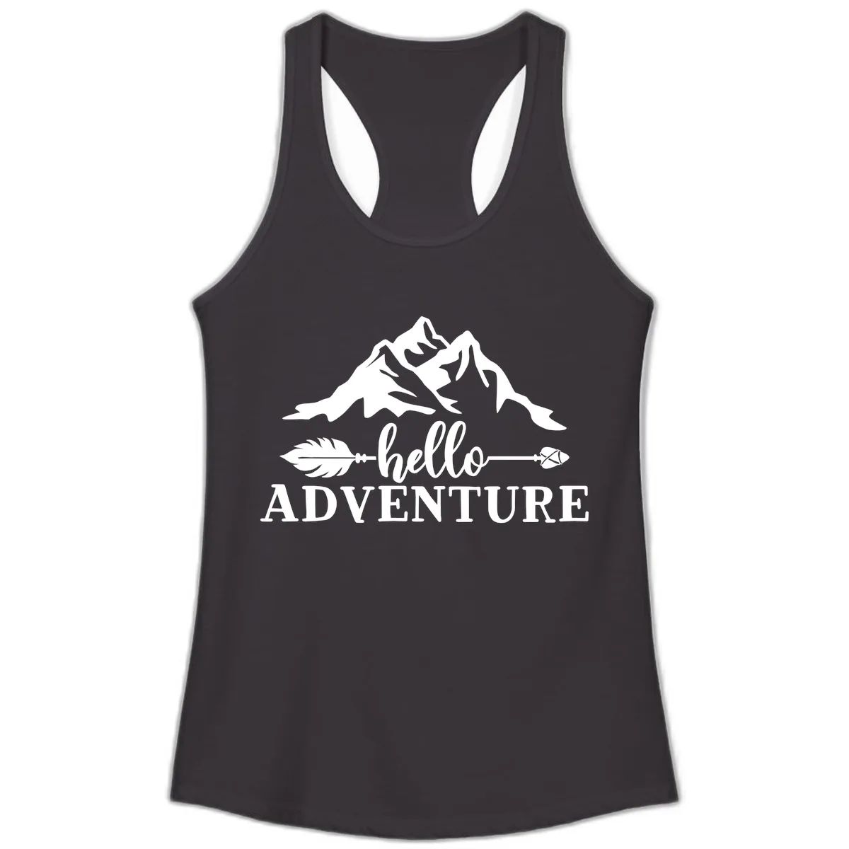 Hello Adventure Mountain Arrows Ladies Tank in Black