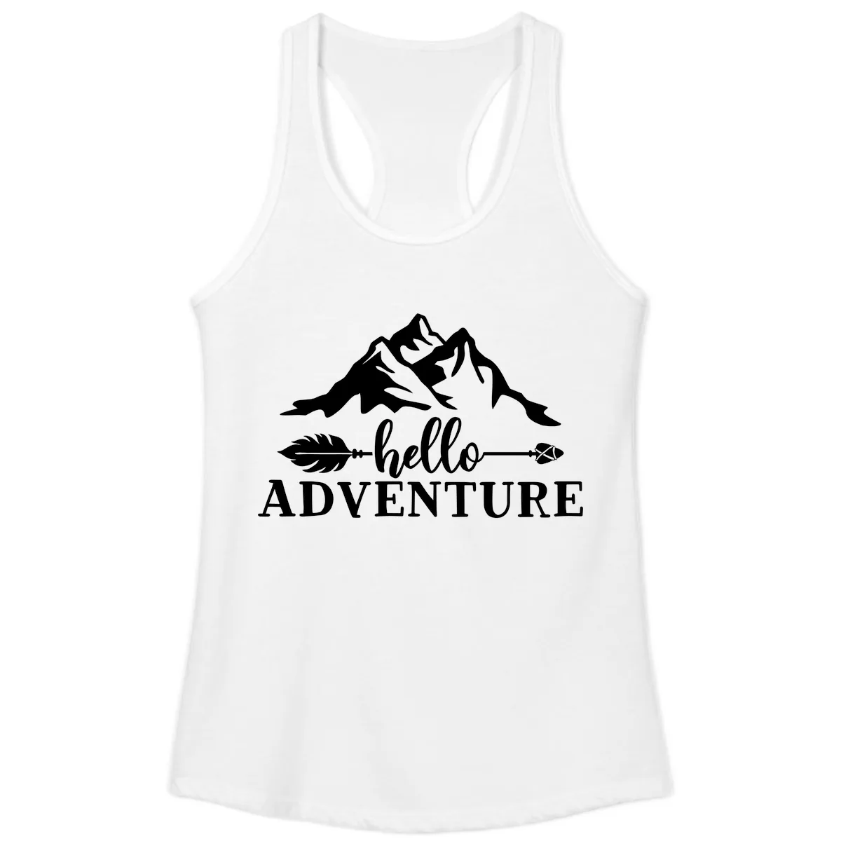 Hello Adventure Mountain Arrows Ladies Tank in White