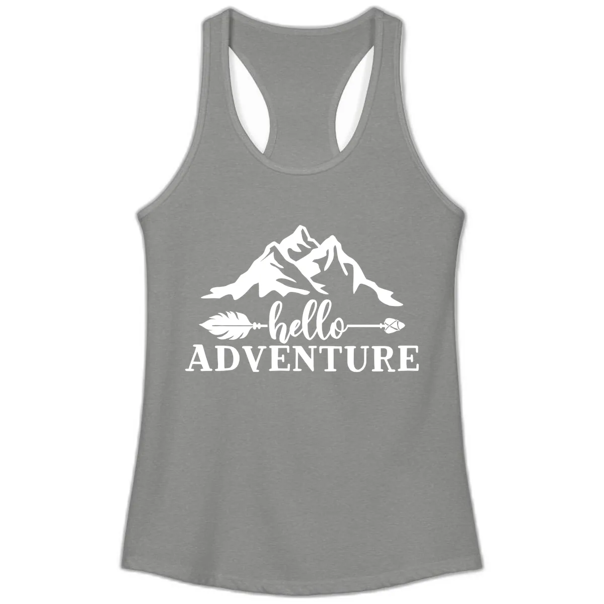 Hello Adventure Mountain Arrows Ladies Tank in Heather Grey