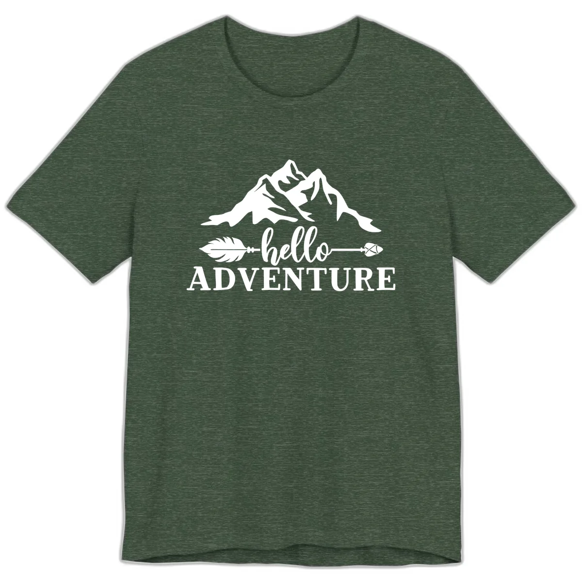 Hello Adventure Mountain Arrows Premium T-Shirt in Heather Forest
