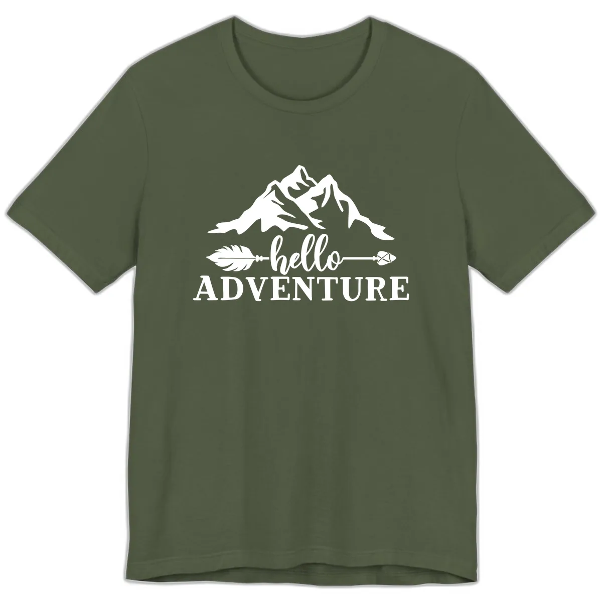 Hello Adventure Mountain Arrows Premium T-Shirt in Military Green