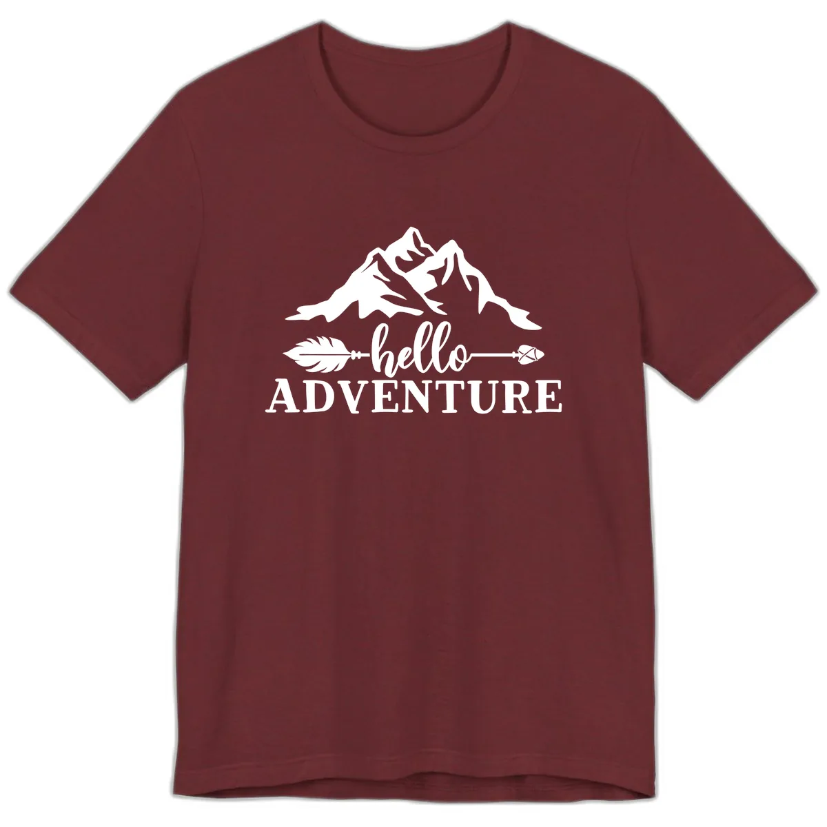 Hello Adventure Mountain Arrows Premium T-Shirt in Heather Cardinal