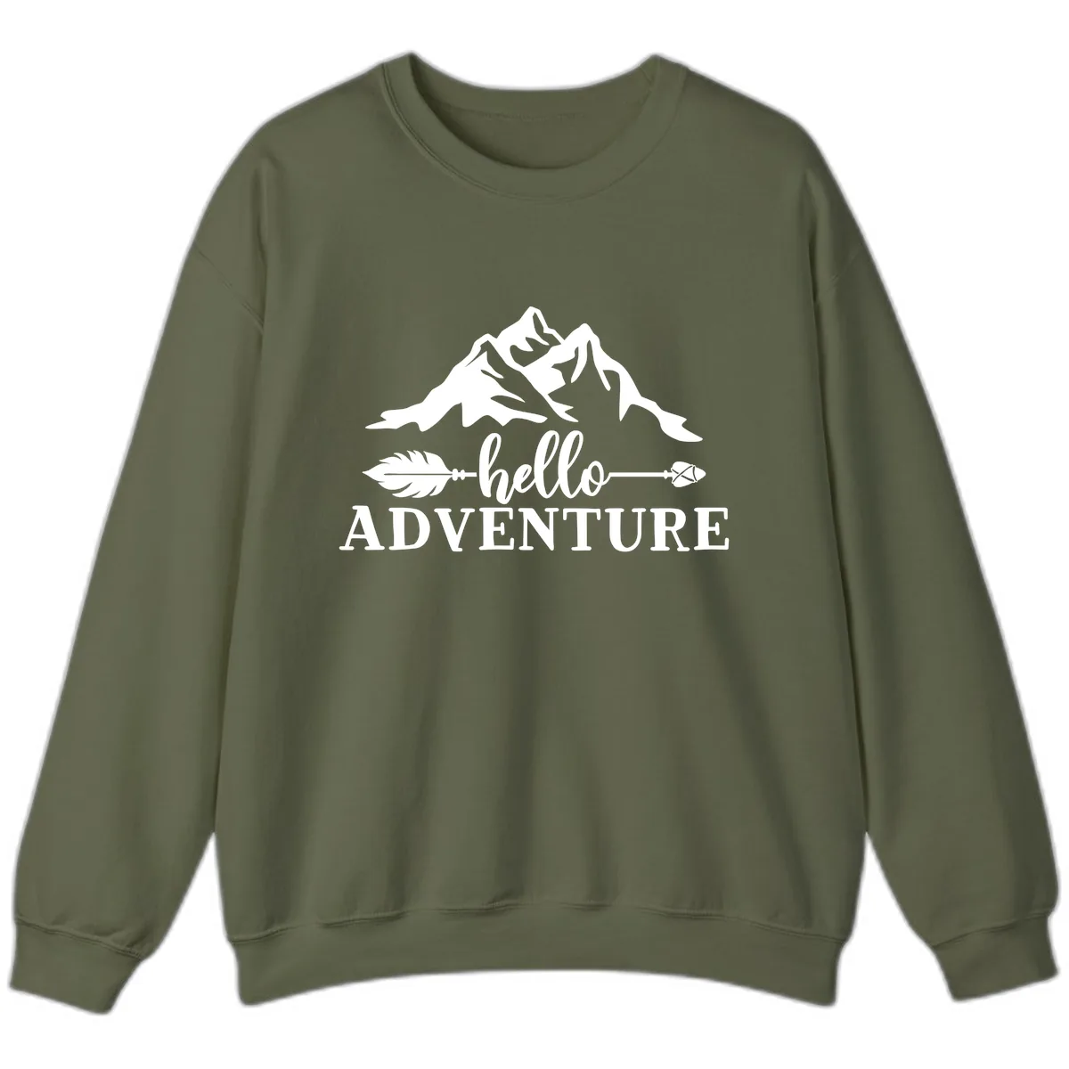 Hello Adventure Mountain Arrows Sweatshirt in Military Green