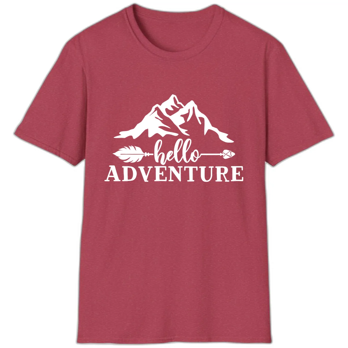 Hello Adventure Mountain Arrows T-Shirt in Heather Cardinal