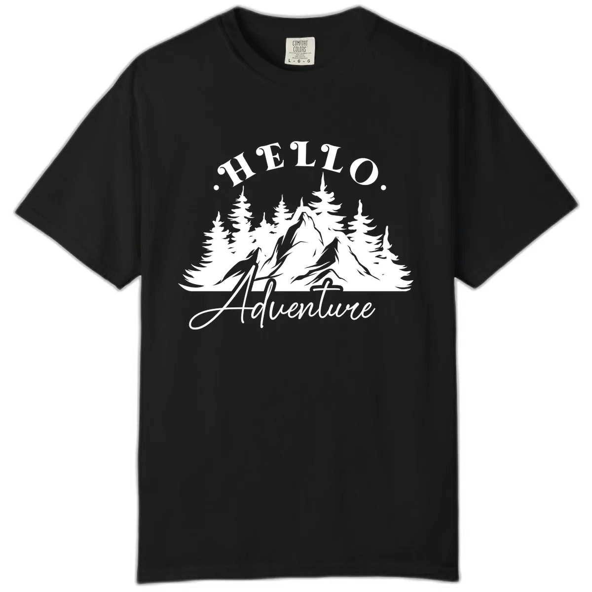 Hello Adventure Mountain Wilderness Comfort Color in Black