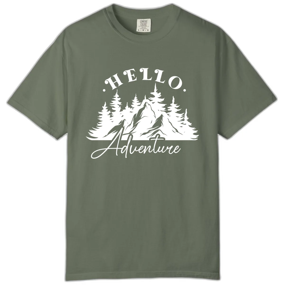 Hello Adventure Mountain Wilderness Comfort Color in Moss