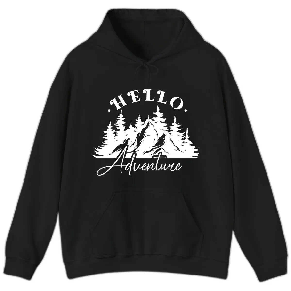 Hello Adventure Mountain Wilderness Hoodie in Black