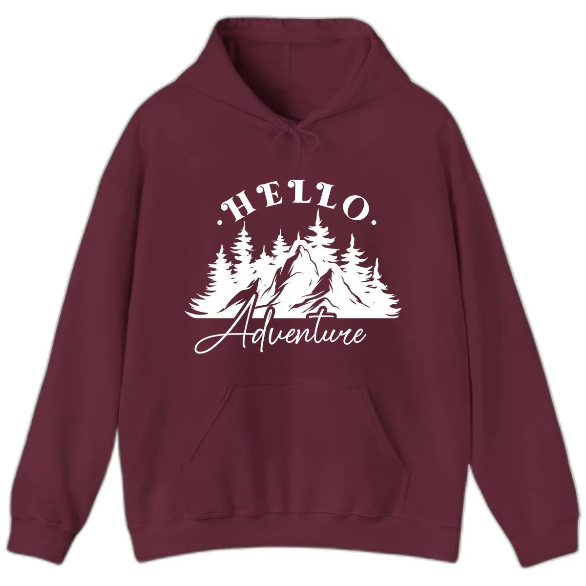 Hello Adventure Mountain Wilderness Hoodie in Maroon