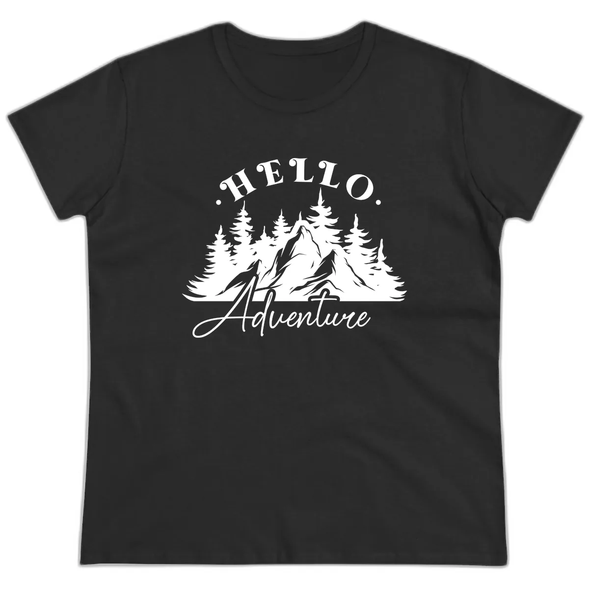 Hello Adventure Mountain Wilderness Ladies Tee in Black