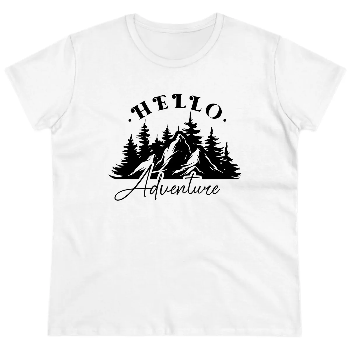 Hello Adventure Mountain Wilderness Ladies Tee in White