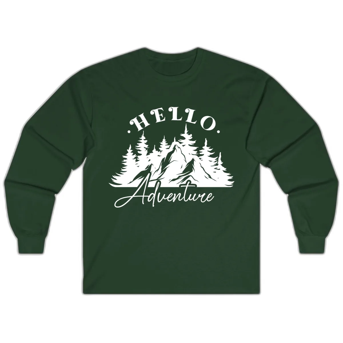 Hello Adventure Mountain Wilderness Long Sleeve in Forest Green