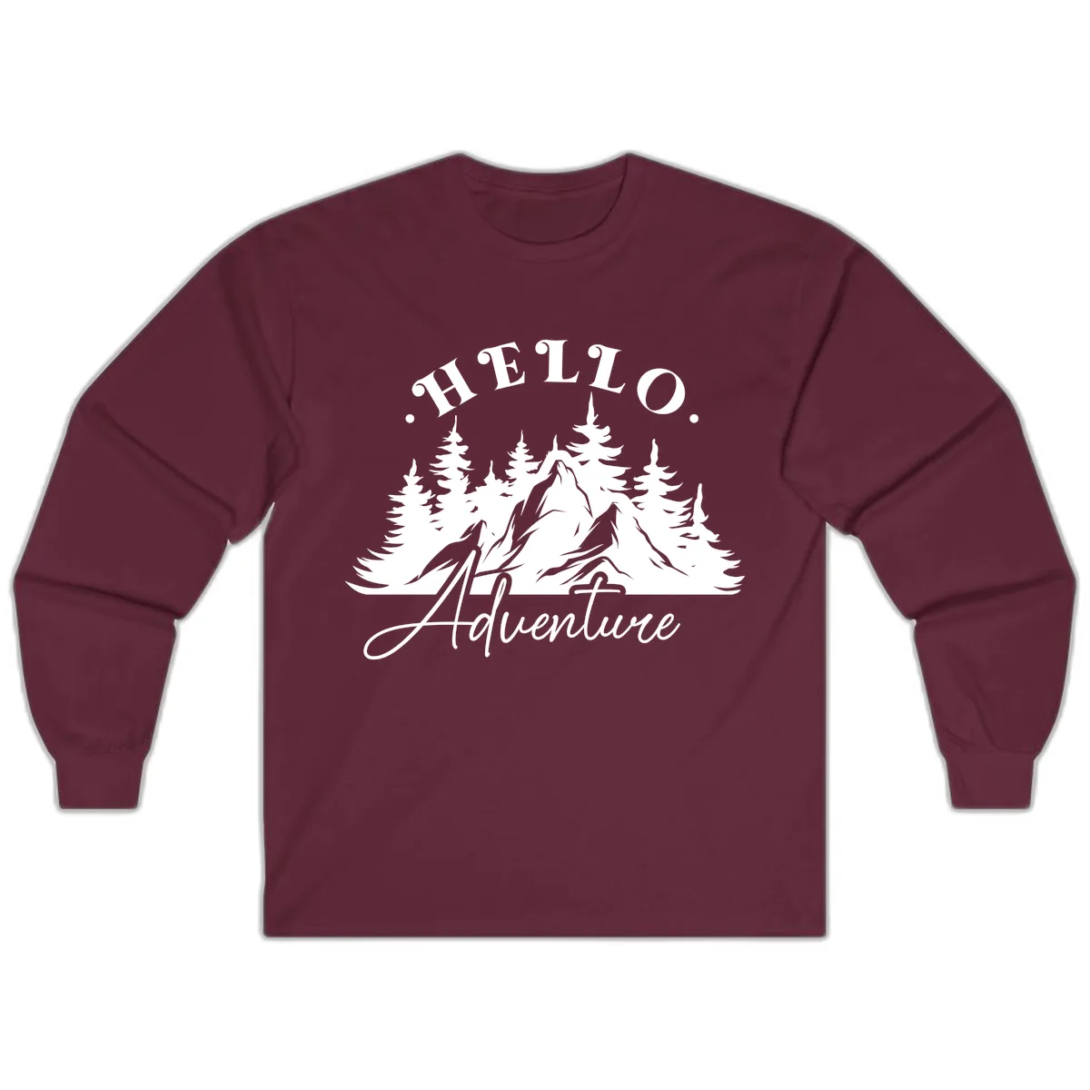 Hello Adventure Mountain Wilderness Long Sleeve in Maroon