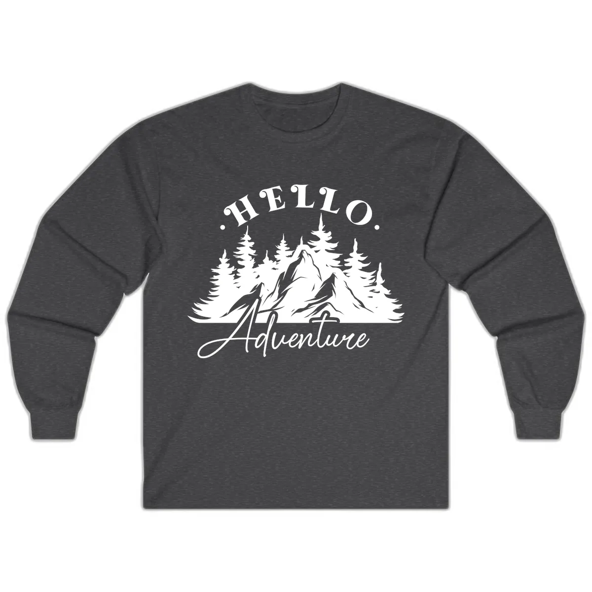 Hello Adventure Mountain Wilderness Long Sleeve in Dark Heather