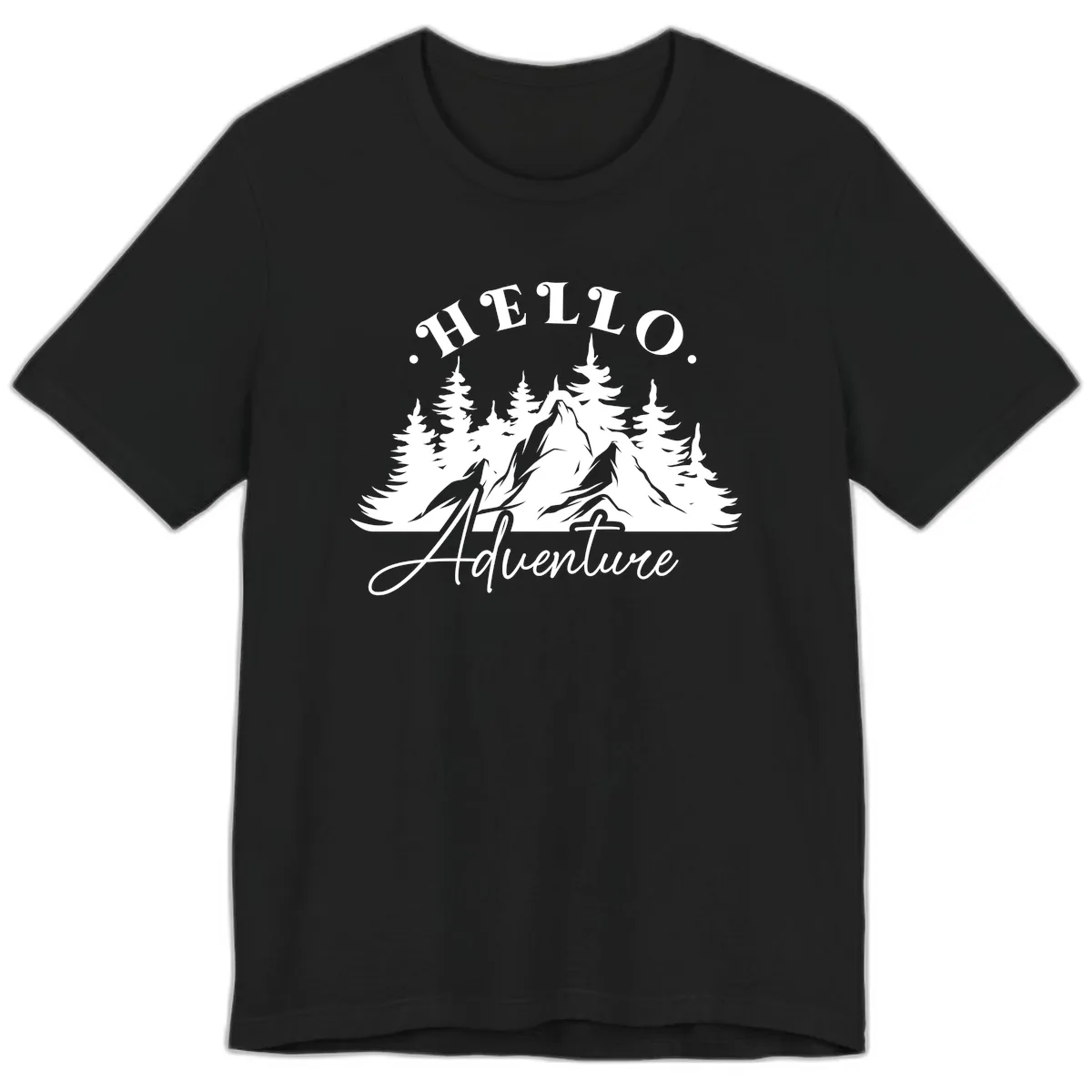 Hello Adventure Mountain Wilderness Premium T-Shirt in Black