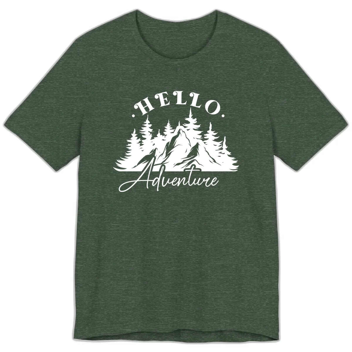 Hello Adventure Mountain Wilderness Premium T-Shirt in Heather Forest