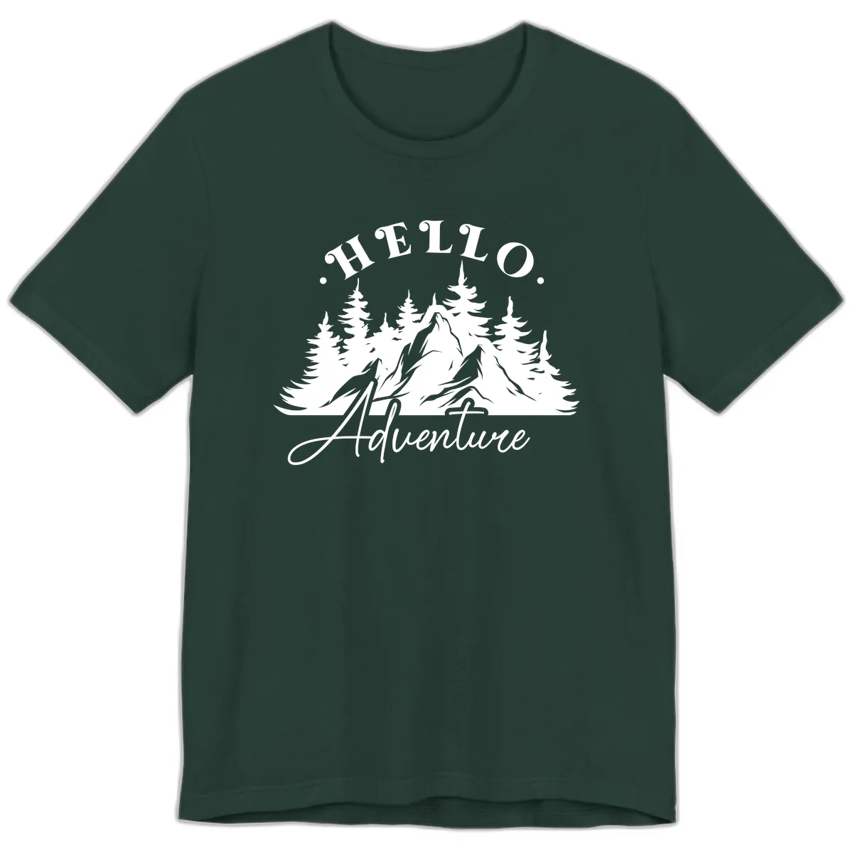 Hello Adventure Mountain Wilderness Premium T-Shirt in Forest