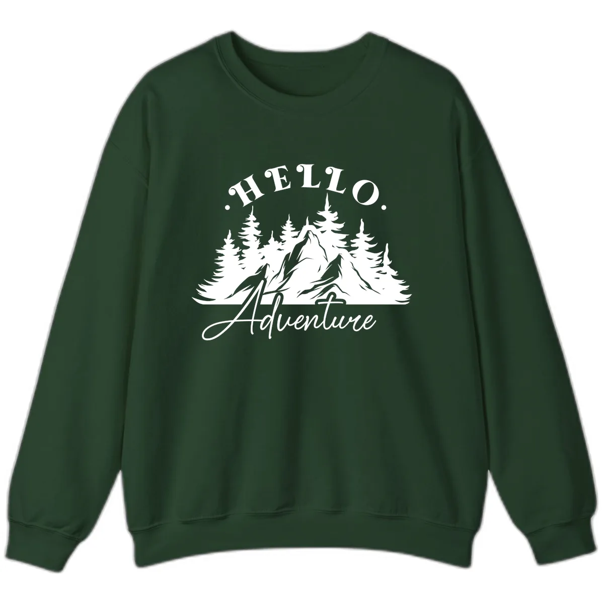 Hello Adventure Mountain Wilderness Sweatshirt in Forest Green