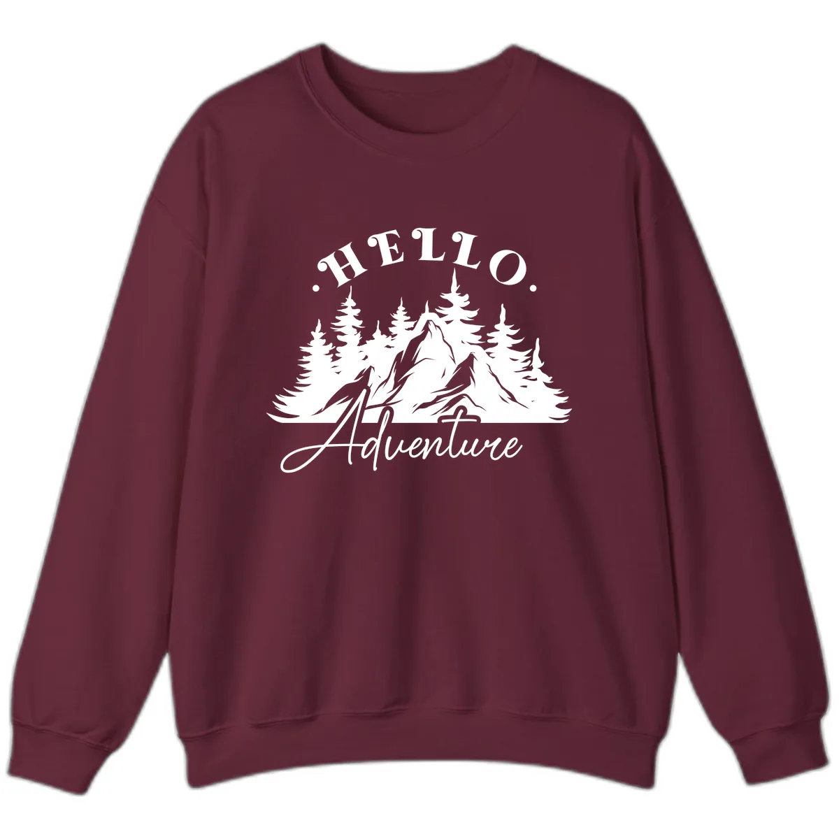 Hello Adventure Mountain Wilderness Sweatshirt in Maroon