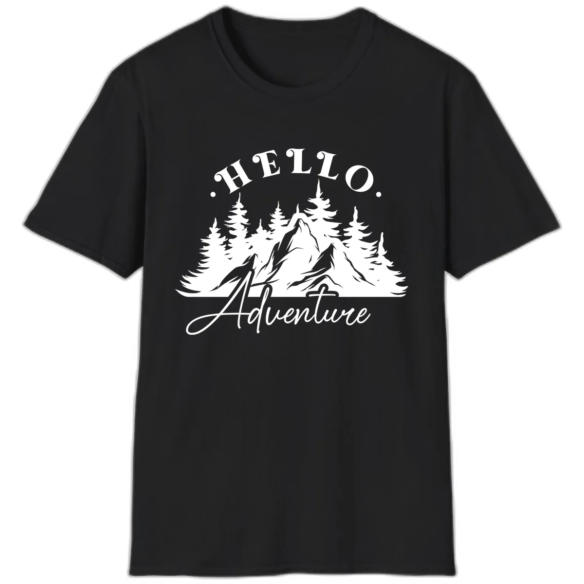 Hello Adventure Mountain Wilderness T-Shirt in Black