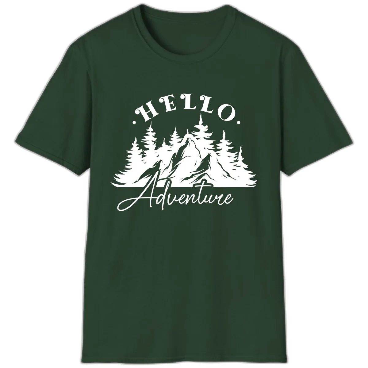 Hello Adventure Mountain Wilderness T-Shirt in Forest Green