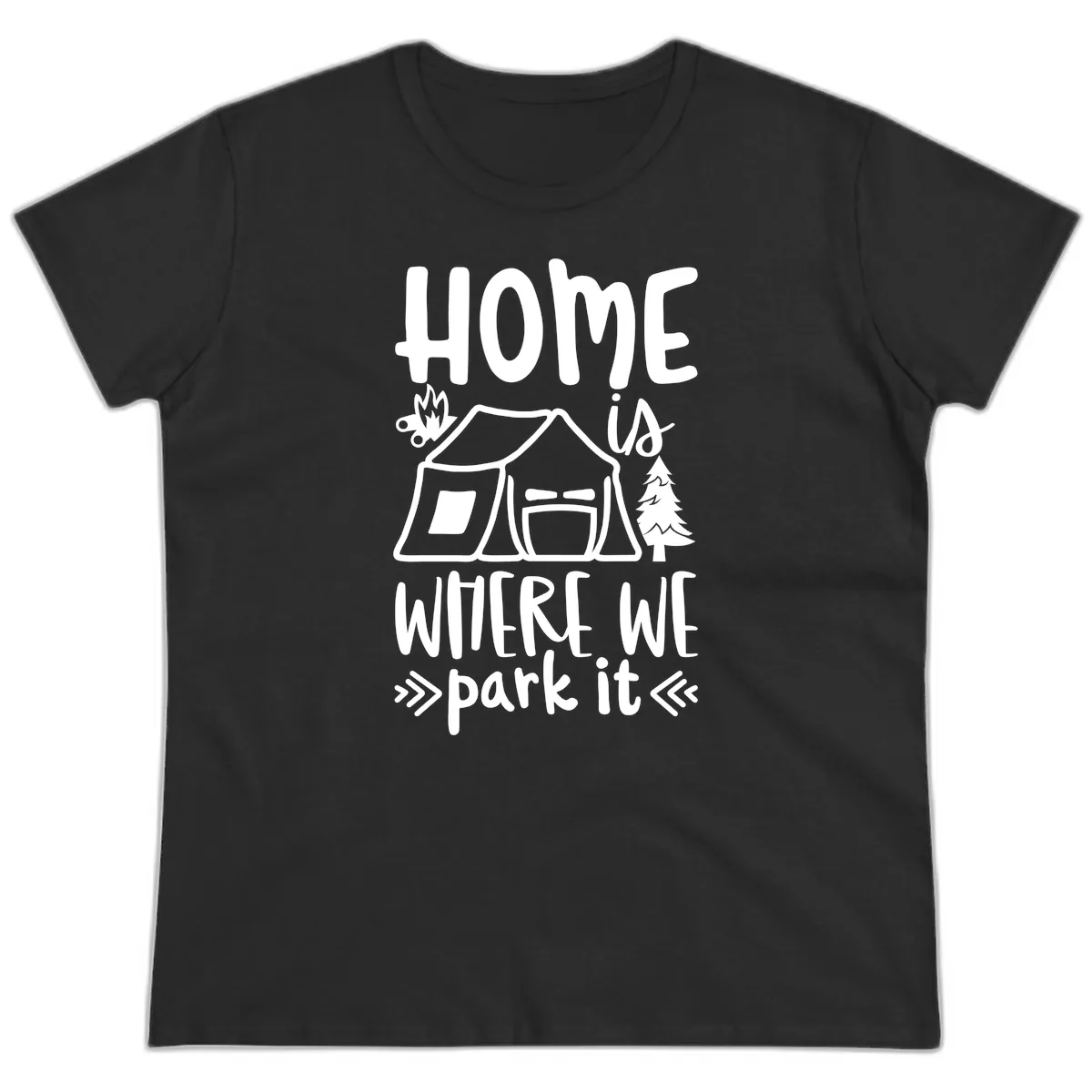 Home Is Where We Park It Ladies Tee in Black