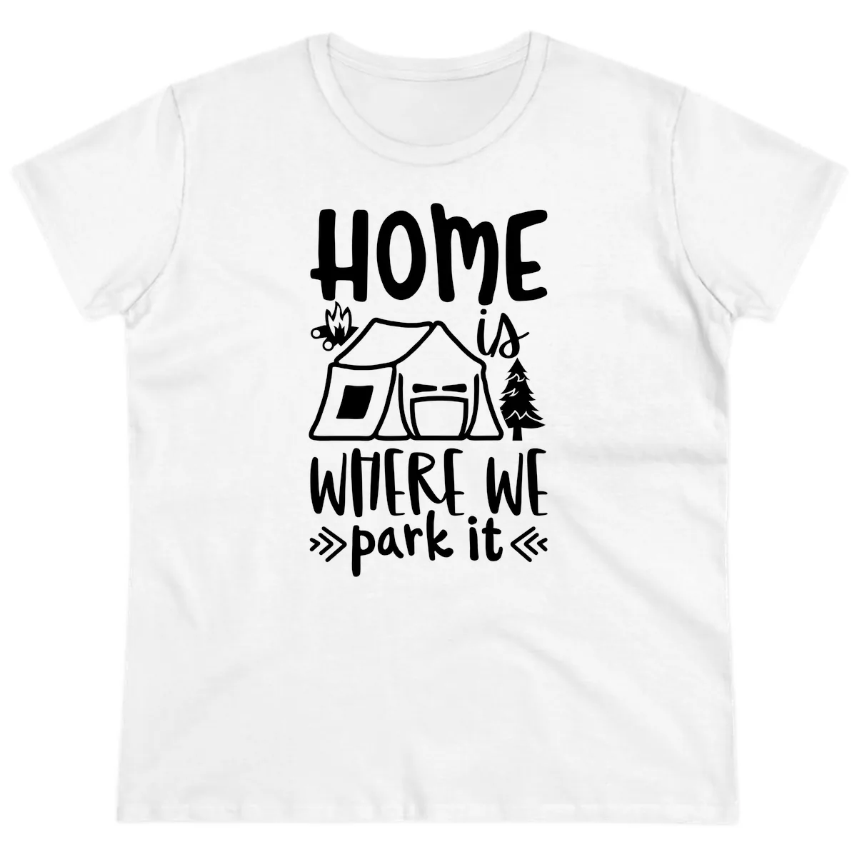 Home Is Where We Park It Ladies Tee in White