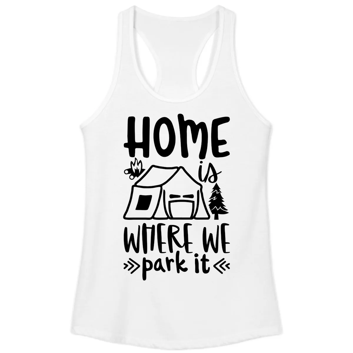 Home Is Where We Park It Ladies Tank in White