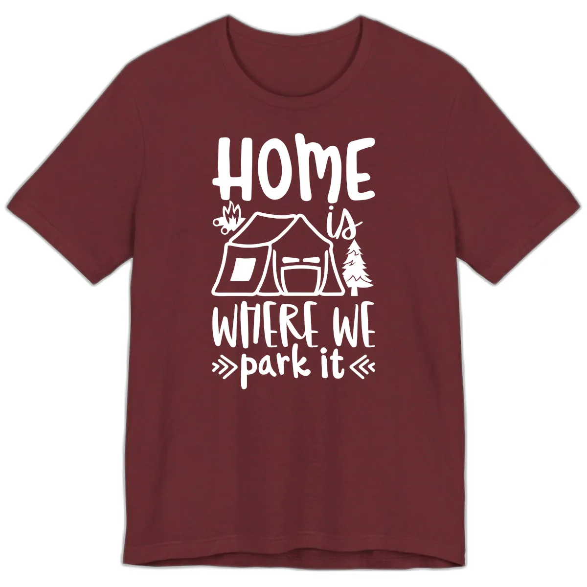 Home Is Where We Park It Premium T-Shirt in Heather Cardinal