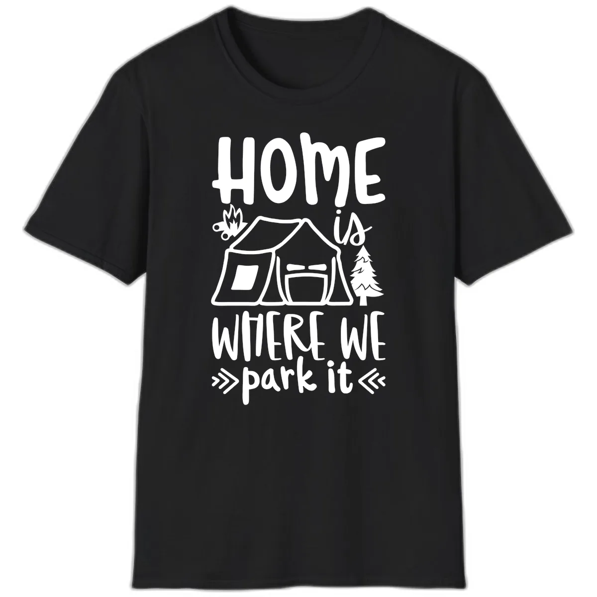 Home Is Where We Park It T-Shirt in Black