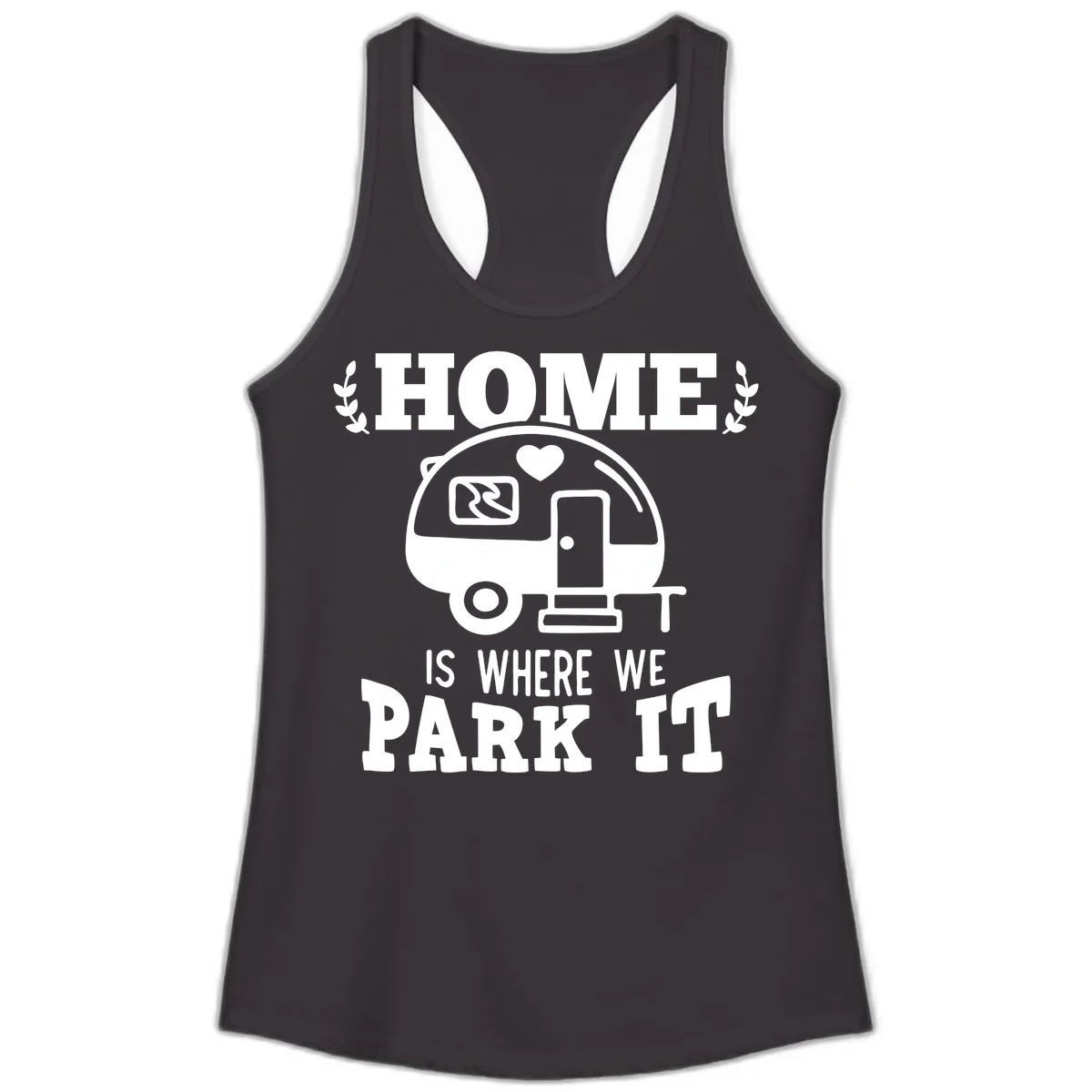 Home Is Where We Park It Ladies Tank in Black