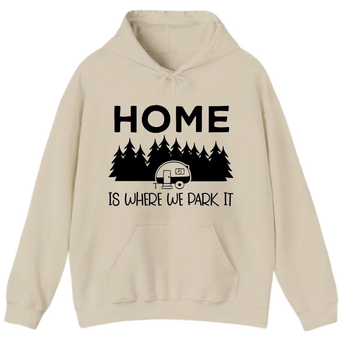 Home Is Where We Park It Hoodie in Sand