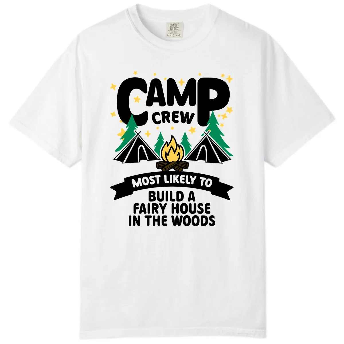 Camp Crew Fairy House Woods Comfort Color in White