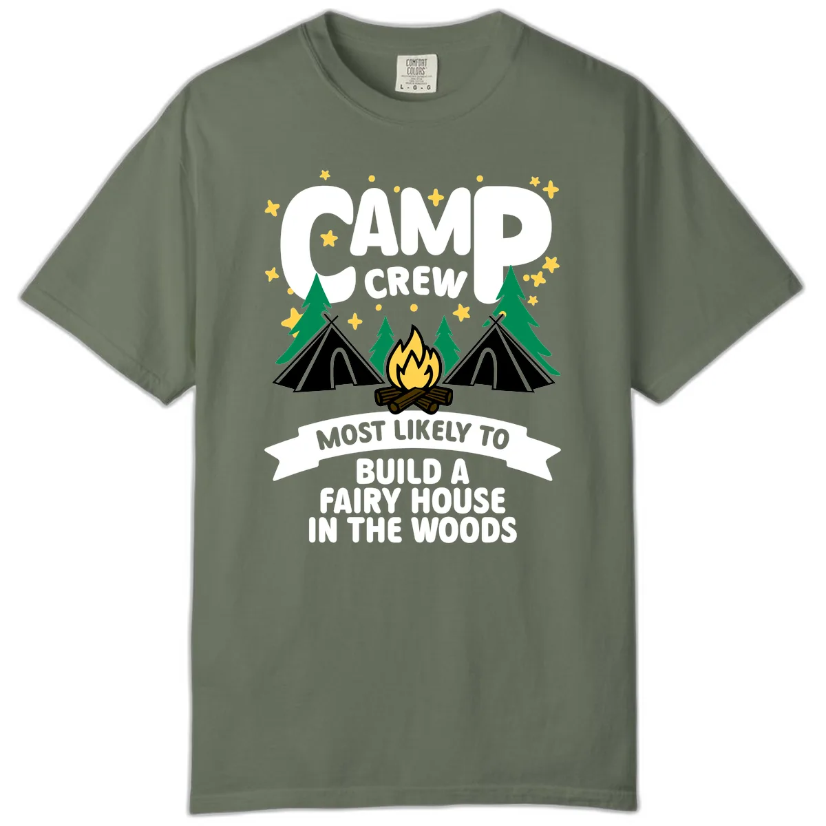 Camp Crew Fairy House Woods Comfort Color in Moss