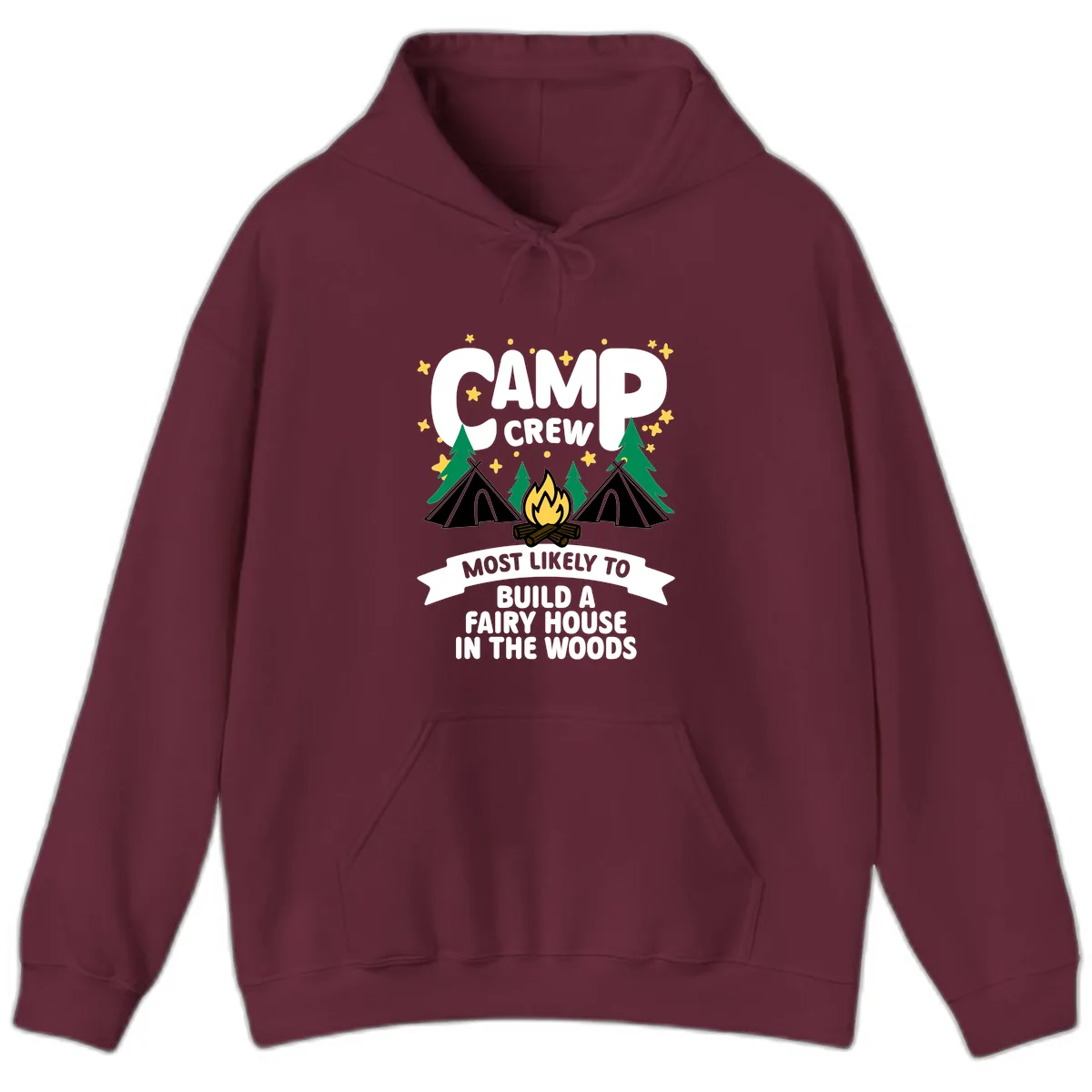 Camp Crew Fairy House Woods Hoodie in Maroon