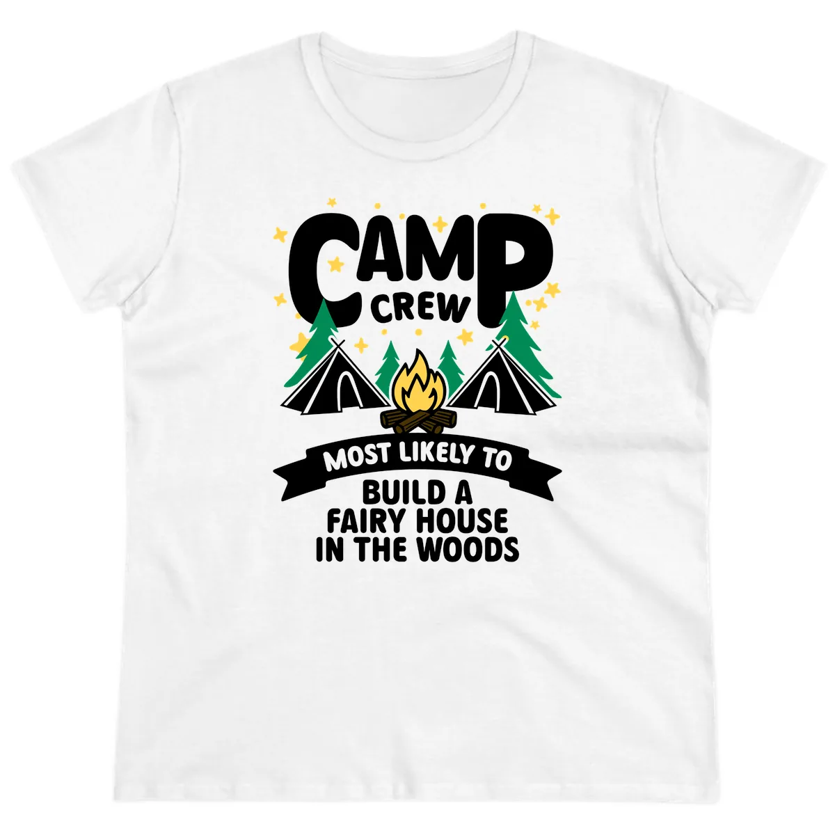 Camp Crew Fairy House Woods Ladies Tee in White
