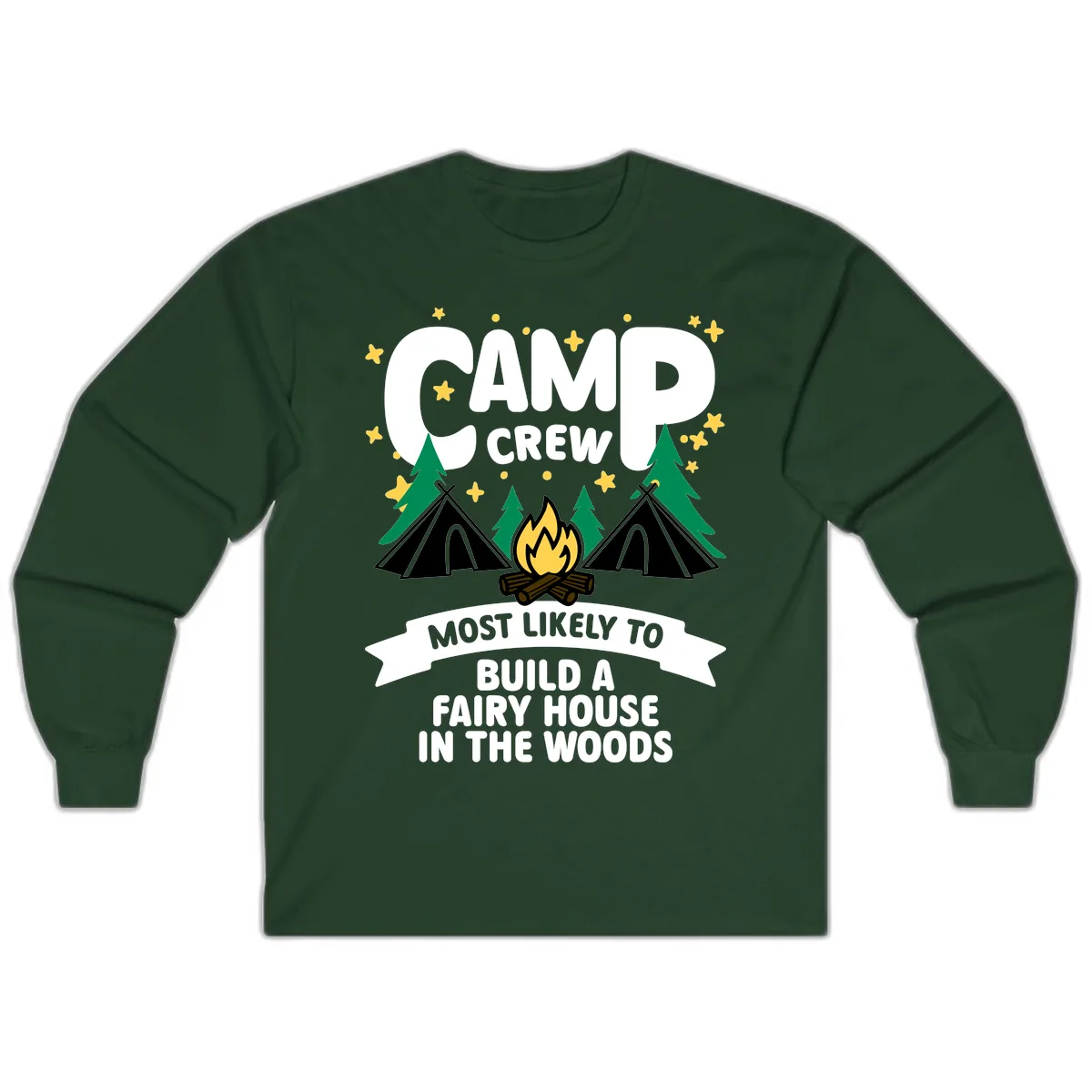 Camp Crew Fairy House Woods Long Sleeve in Forest Green