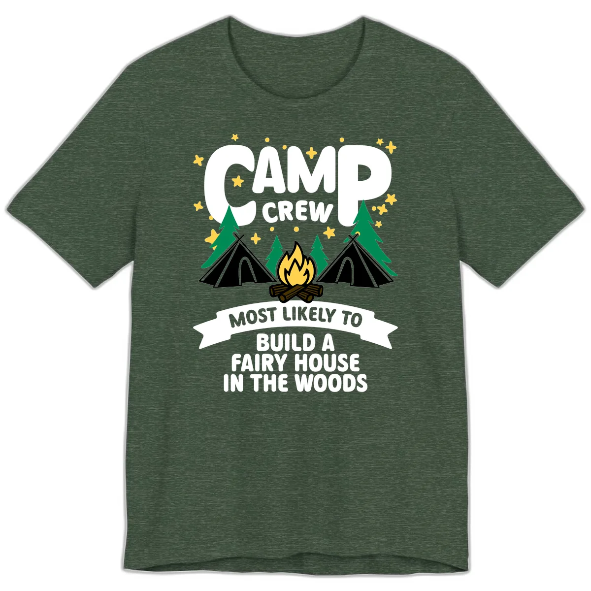Camp Crew Fairy House Woods Premium T-Shirt in Heather Forest