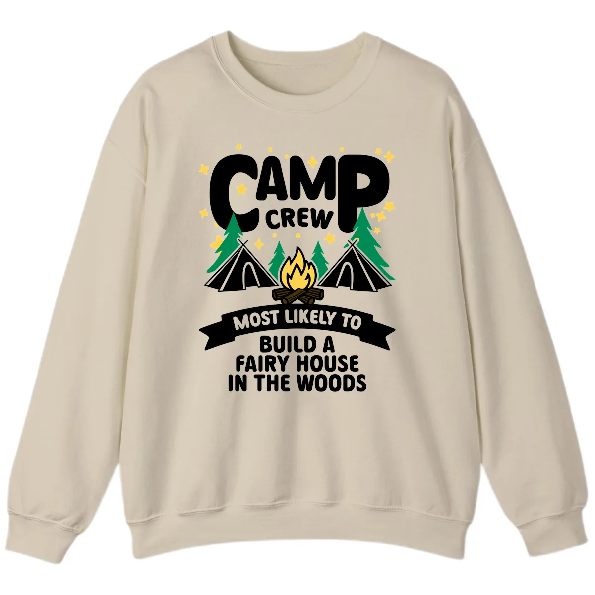 Camp Crew Fairy House Woods Sweatshirt in Sand