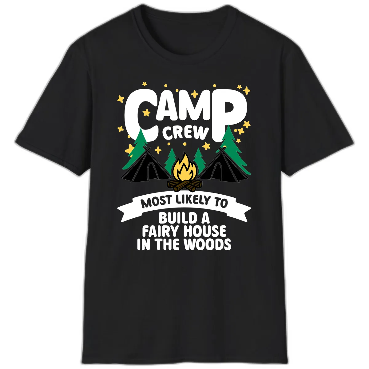Camp Crew Fairy House Woods T-Shirt in Black