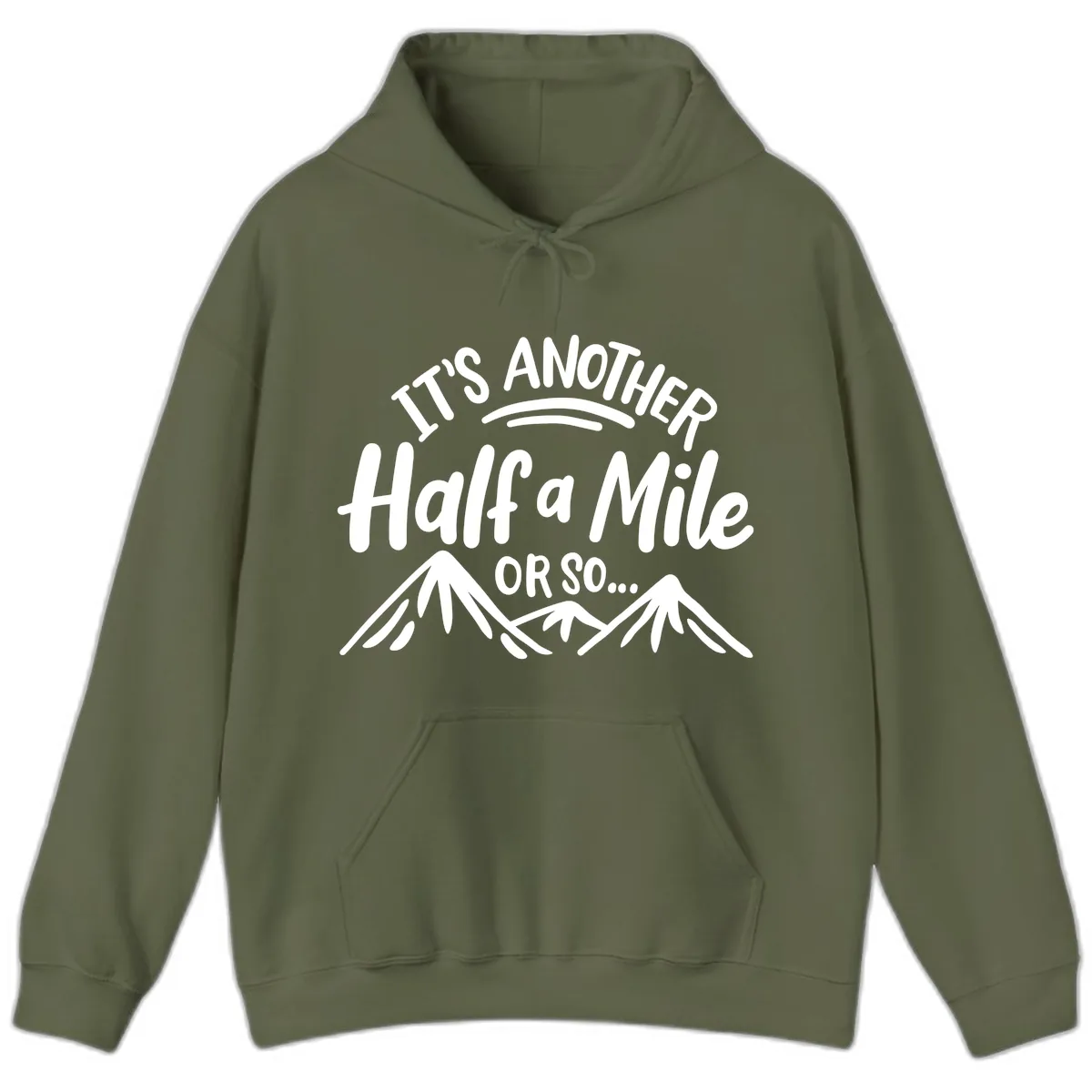 Half A Mile Or So Mountains Hoodie in Military Green